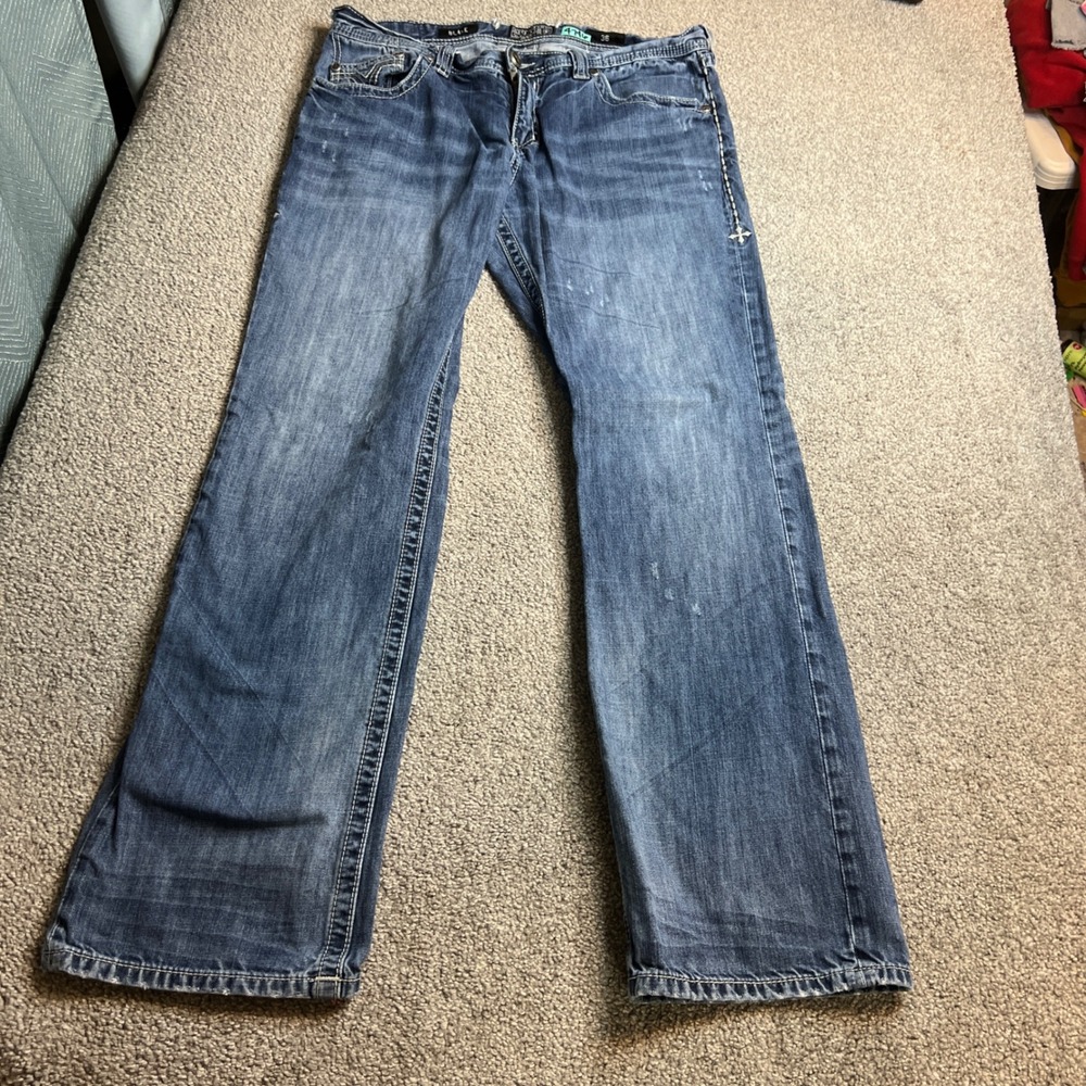 Affliction‎ jeans mens 36 Blake Bootcut Blue Wash Distressed y2k streetwear dark